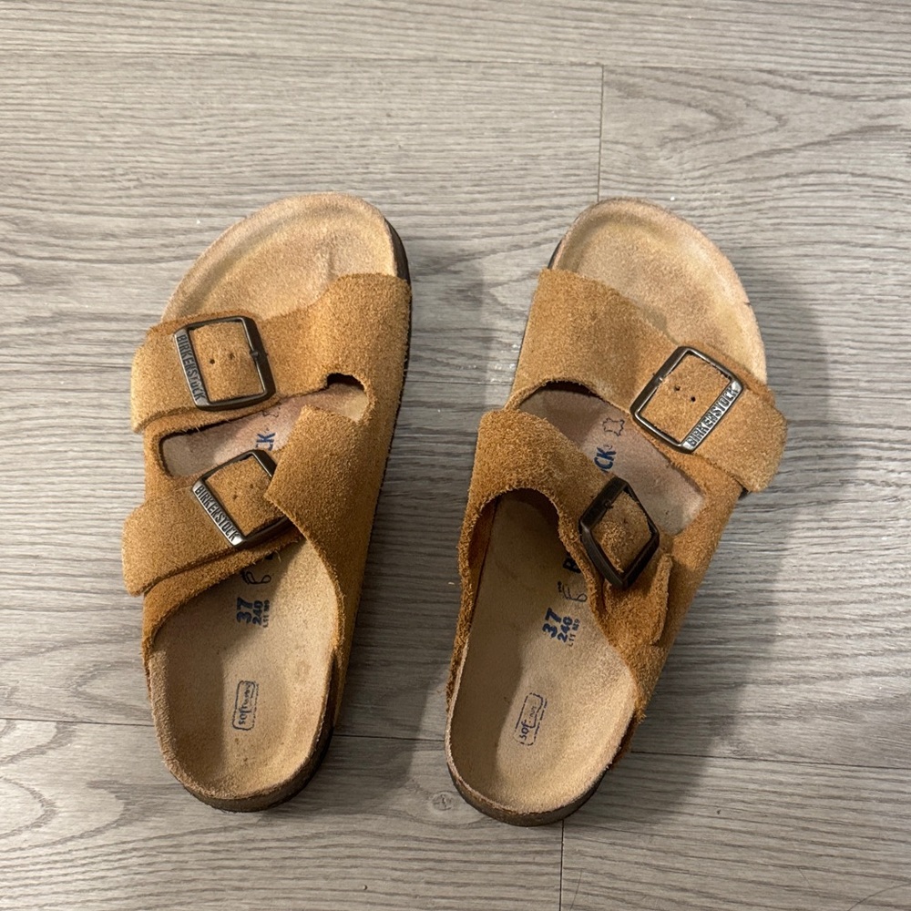 Brown Suede Double Strap Sandals